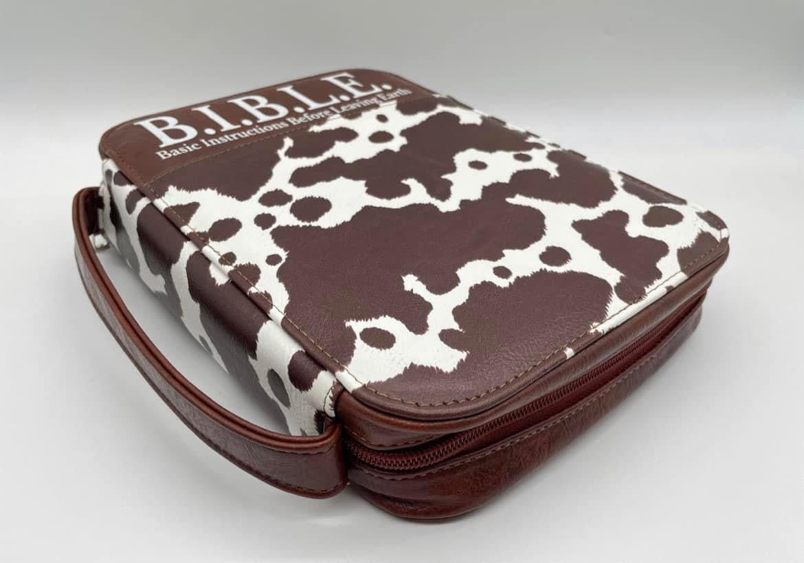 Cow print Leather Bible Covers