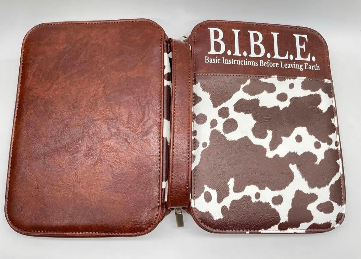 Cow print Leather Bible Covers